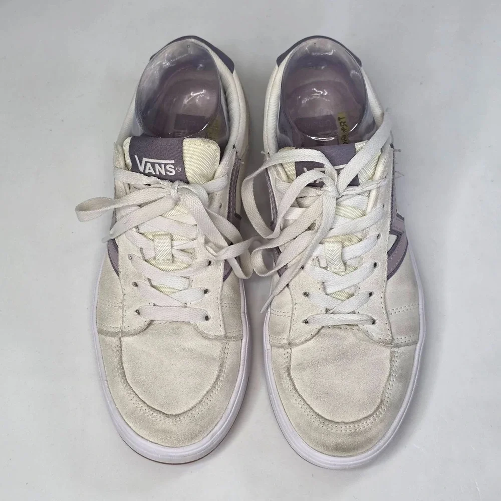 Vans Lowland Comfycush Sneakers Women's 8 Cream White Suede Skate Low Top Shoes